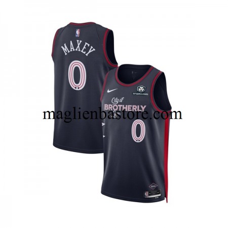 Maglia NBA Philadelphia 76ers Tyrese Maxey 0 Nike 2023-2024 City Edition Nero Swingman - Uomo